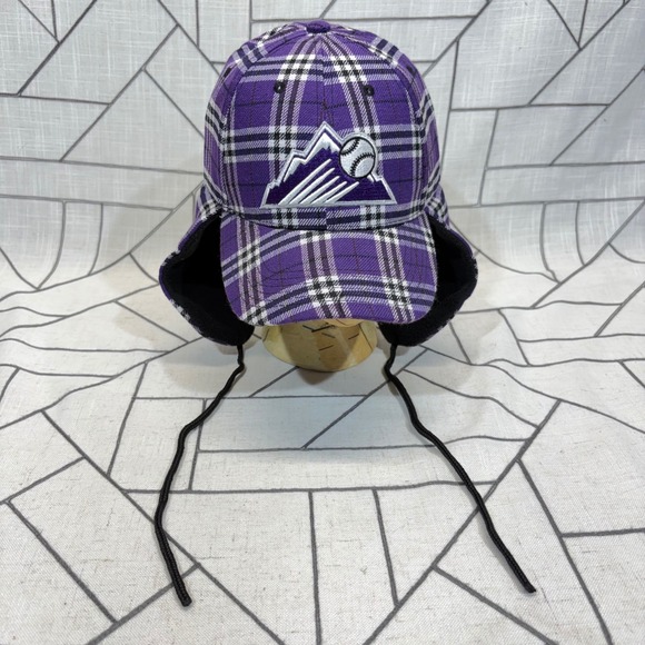 Melonwear Other - Melonwear Colorado Rockies Hat OSFA Purple Plaid Ear Flap Snapback Baseball Cap
